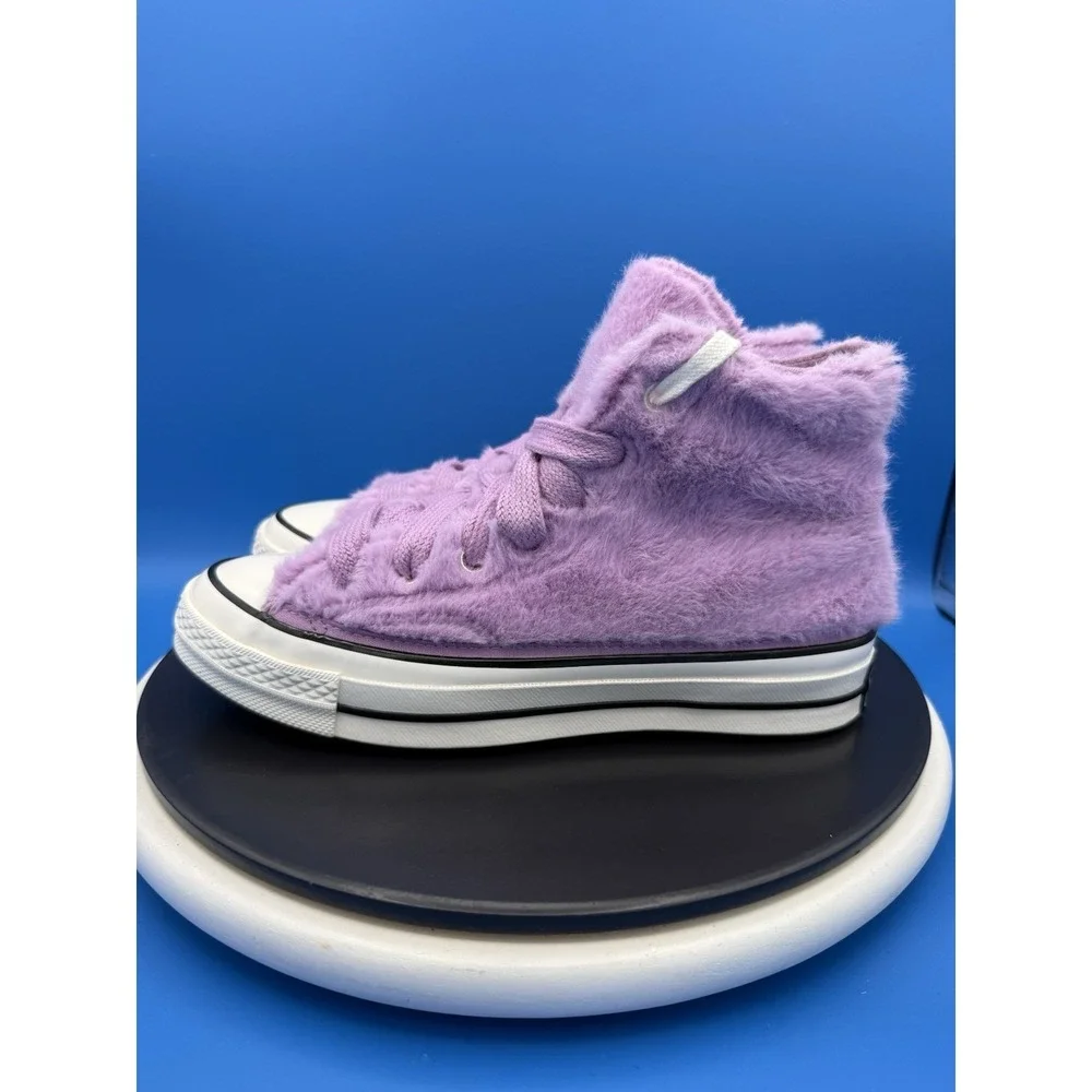 CONVERSE Chuck 70 Womens Sz 7.5 Faux Fur High Top Sneakers Amethyst Pink A13382C
